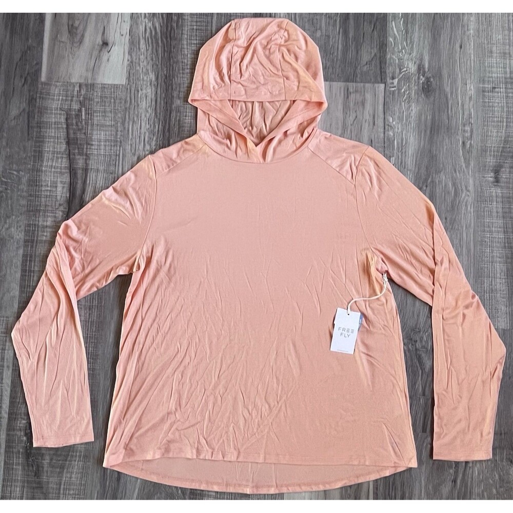 Free Fly Womens XL Bamboo Shade Hoodie II Shirt Lightweight Tropic Orange UP50+